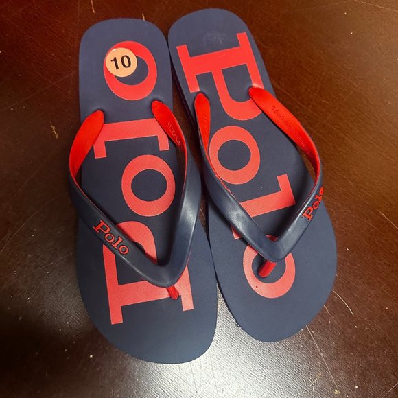 Polo Ralph Lauren Mens Navy Bolt Comfort Slip On Flip Flop Sandal Size US 9 10